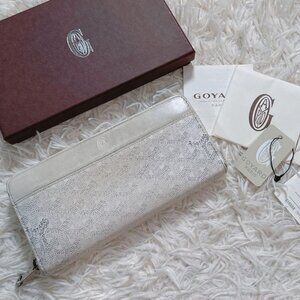 Authentic GOYARD Matignon GM White Long Wallet w/ Box & Cards - Made in France